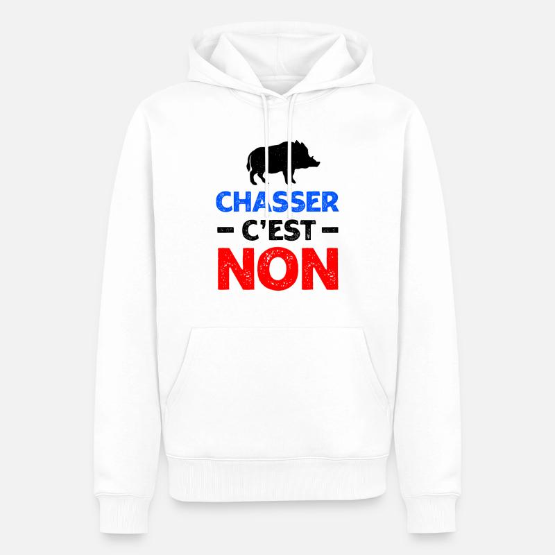 Non à la chasse protection des animaux - Sweat à capuche Premium bio Homme - blanc