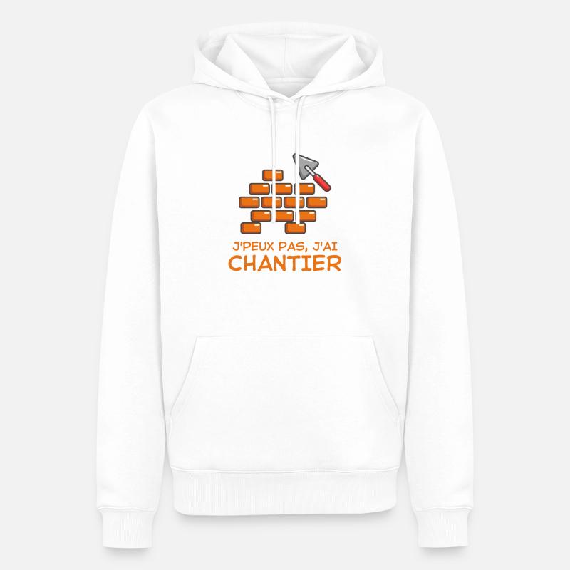 Construction chantier - Sweat à capuche Premium bio Homme - blanc