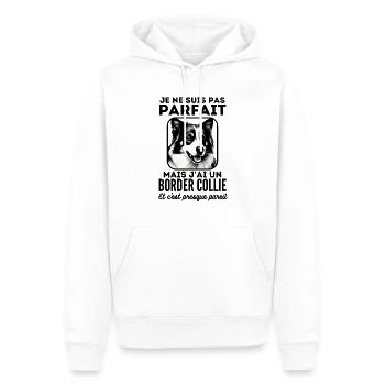 Pas parfait mais j ai un border collie 2 - Sweat à capuche Premium bio Homme - blanc - Devant - Nico (187cm)