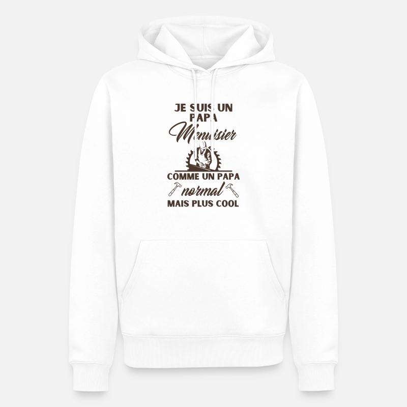 papa menuisier cool - Sweat à capuche Premium bio Homme - blanc