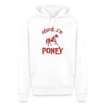 Poney cheval - Sweat à capuche Premium bio Homme - blanc - Devant - Nico (187cm)