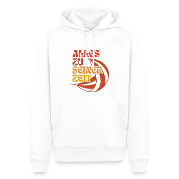 Chaque chose en son temps - Détente - Sérénité - Sweat à capuche Premium bio Homme - blanc - Devant - Nico (187cm)