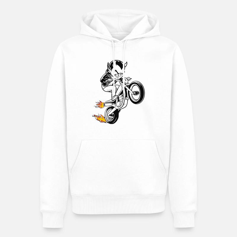 Le diable à moto - Sweat à capuche Premium bio Homme - blanc