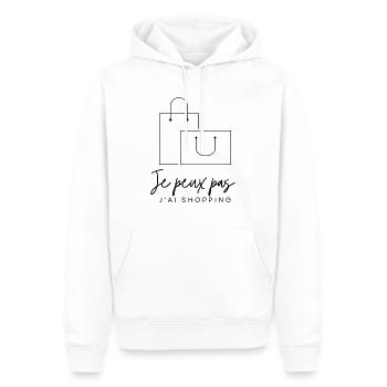 Ich kann nicht einkaufen gehen - Männer Premium Bio Hoodie - Weiß - Vorne - Nico (187cm)