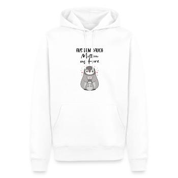 Aus dem Bauch mitten ins Herz Geschenk Geburt - Männer Premium Bio Hoodie - Weiß - Vorne - Nico (187cm)
