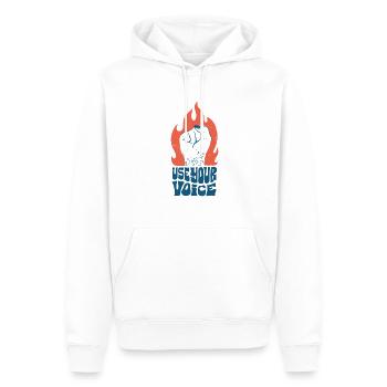 Use your voice Feminism - Men’s Premium Organic Hoodie - white - Front - Nico (187cm)