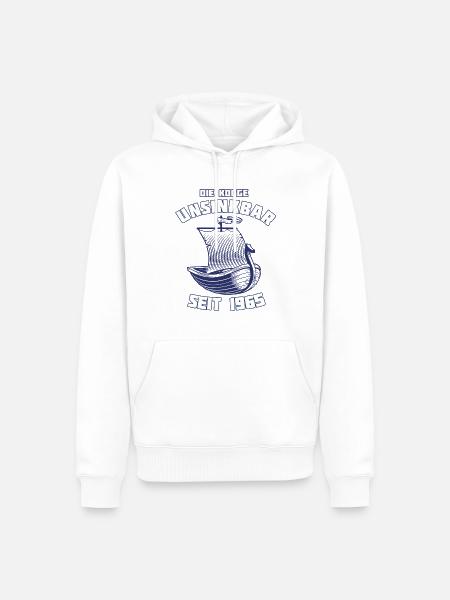 Hansa Kogge Unsinkbar 1965 Rostock - Männer Premium Bio Hoodie - Weiß
