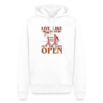 Vivez comme des courses de chevaux - Sweat à capuche Premium bio Homme - blanc - Devant - Nico (187cm)