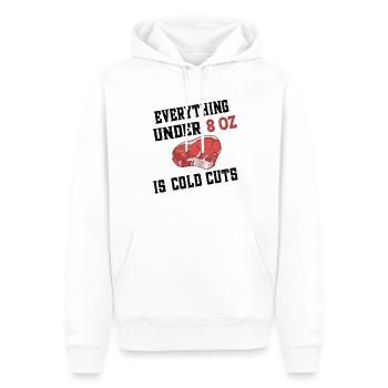 Everything under 8 oz is cold cuts - Steak Beef - Männer Premium Bio Hoodie - Weiß - Vorne - Nico (187cm)