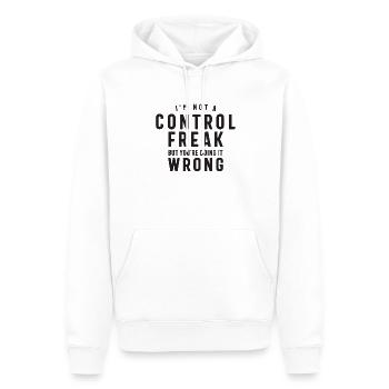 Ich bin kein Kontrollfreak, aber du machst es falsch - Männer Premium Bio Hoodie - Weiß - Vorne - Nico (187cm)