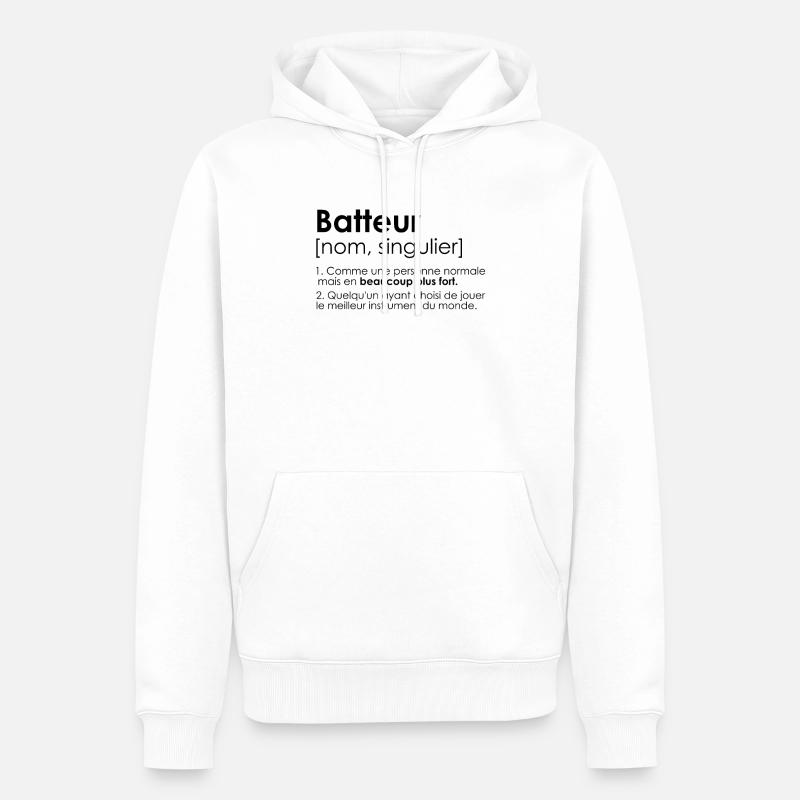 batteur batterie humour definition - Sweat à capuche Premium bio Homme - blanc