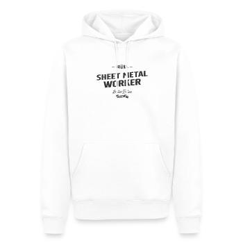 Tôlier Drôle Titre du poste Profession - Sweat à capuche Premium bio Homme - blanc - Devant - Nico (187cm)