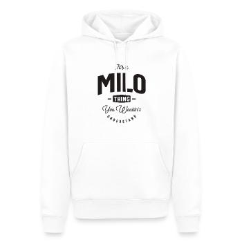 Es ist ein Milo Thing Personalisierter Name - Männer Premium Bio Hoodie - Weiß - Vorne - Nico (187cm)