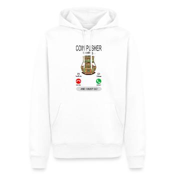 Coin Pusher appelle - Coin Slide Machine - Sweat à capuche Premium bio Homme - blanc - Devant - Nico (187cm)