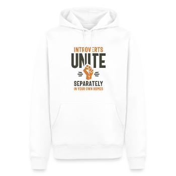 Introverts Unite Separately Funny Quote - Men’s Premium Organic Hoodie - white - Front - Nico (187cm)
