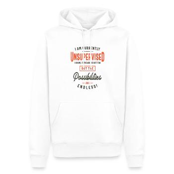 I Am Currently Unsupervised Funny Sarcasm - Men’s Premium Organic Hoodie - white - Front - Nico (187cm)