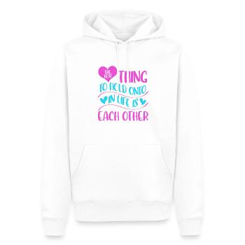 Valentins Tag Beziehung Liebes Spruch - Männer Premium Bio Hoodie - Weiß - Vorne - Nico (187cm)