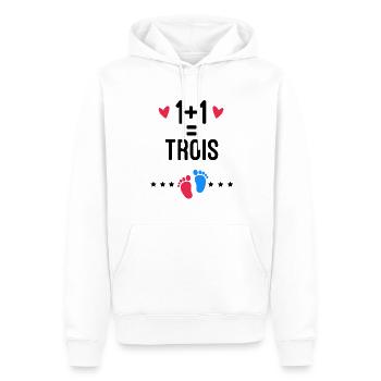 annonce grossesse 1+1=3 bébé futur parents - Sweat à capuche Premium bio Homme - blanc - Devant - Nico (187cm)