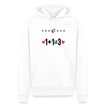 annonce grossesse 1+1=3 cadeau naissance bébé - Sweat à capuche Premium bio Homme - blanc - Devant - Nico (187cm)