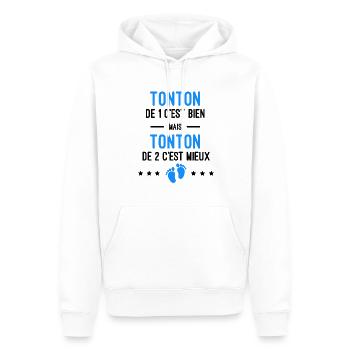 cadeau naissance jumeaux Tonton - Sweat à capuche Premium bio Homme - blanc - Devant - Nico (187cm)