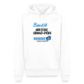Annonce grossesse bientôt Arrière grand-père - Sweat à capuche Premium bio Homme - blanc - Devant - Nico (187cm)