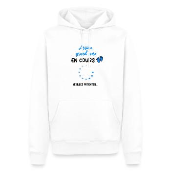 Arrière grand-père en cours Annonce grossesse - Sweat à capuche Premium bio Homme - blanc - Devant - Nico (187cm)