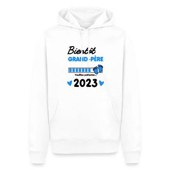 Bientôt grand-père 2023 cadeau naissance - Sweat à capuche Premium bio Homme - blanc - Devant - Nico (187cm)