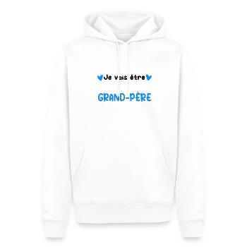 Annonce grossesse je vais être grand-père - Sweat à capuche Premium bio Homme - blanc - Devant - Nico (187cm)