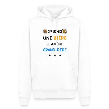 grossesse bière je vais être grand-père - Sweat à capuche Premium bio Homme - blanc - Devant - Nico (187cm)