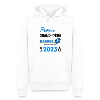 Annonce grossesse Promu grand-père 2023 - Sweat à capuche Premium bio Homme - blanc - Devant - Nico (187cm)