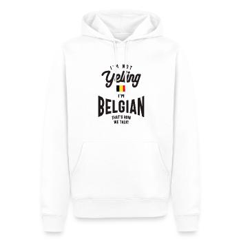 Je ne crie pas Je suis belge drôle Belgian Pride - Sweat à capuche Premium bio Homme - blanc - Devant - Nico (187cm)