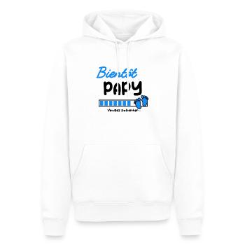 Annonce grossesse bientôt Papy - Sweat à capuche Premium bio Homme - blanc - Devant - Nico (187cm)