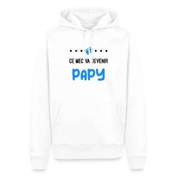 Annonce grossesse homme devenir Papy - Sweat à capuche Premium bio Homme - blanc - Devant - Nico (187cm)