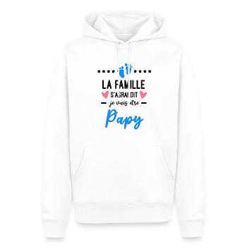 famille s'agrandit Papy naissance - Sweat à capuche Premium bio Homme - blanc - Devant - Nico (187cm)