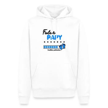 futur Papy cadeau naissance - Sweat à capuche Premium bio Homme - blanc - Devant - Nico (187cm)