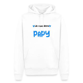 Annonce grossesse je vais être Papy - Sweat à capuche Premium bio Homme - blanc - Devant - Nico (187cm)