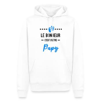 bonheur être Papy Annonce grossesse - Sweat à capuche Premium bio Homme - blanc - Devant - Nico (187cm)
