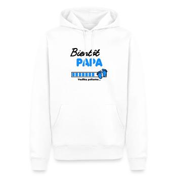 Bientôt Papa Annonce grossesse - Sweat à capuche Premium bio Homme - blanc - Devant - Nico (187cm)