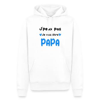 Annonce grossesse je vais être Papa - Sweat à capuche Premium bio Homme - blanc - Devant - Nico (187cm)