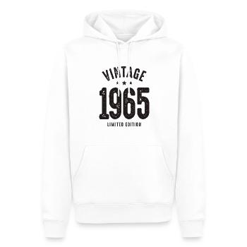 Millésime né en 1965 - 57ème anniversaire - Sweat à capuche Premium bio Homme - blanc - Devant - Nico (187cm)
