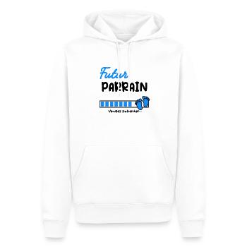 Annonce grossesse futur Parrain - Sweat à capuche Premium bio Homme - blanc - Devant - Nico (187cm)