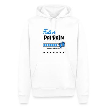 futur Parrain cadeau naissance - Sweat à capuche Premium bio Homme - blanc - Devant - Nico (187cm)