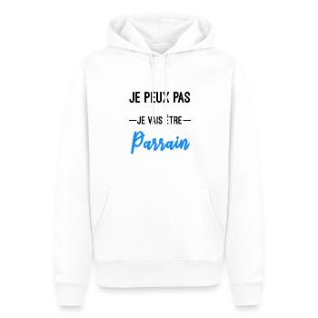 je vais être Parrain annonce grossesse - Sweat à capuche Premium bio Homme - blanc - Devant - Nico (187cm)
