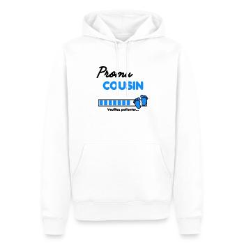 Promu Cousin Annonce grossesse - Sweat à capuche Premium bio Homme - blanc - Devant - Nico (187cm)