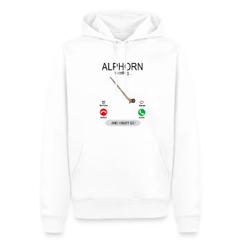 Alphorn is calling - Alpenmusik Alphornspieler - Männer Premium Bio Hoodie - Weiß - Vorne - Nico (187cm)