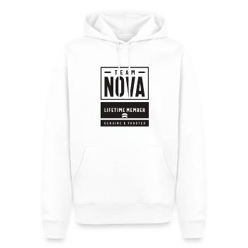 Benutzerdefinierter Name von Nova - Männer Premium Bio Hoodie - Weiß - Vorne - Nico (187cm)