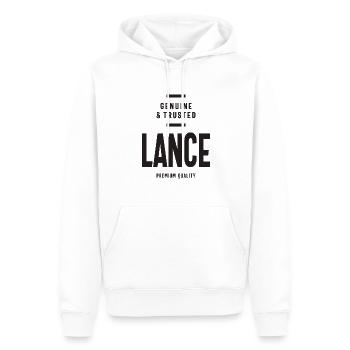 Benutzerdefinierter Name der Lanze - Männer Premium Bio Hoodie - Weiß - Vorne - Nico (187cm)