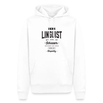 Linguiste Profession drôle - Sweat à capuche Premium bio Homme - blanc - Devant - Nico (187cm)