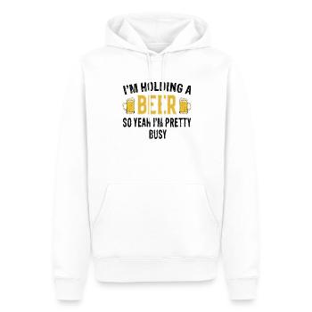 Im holding a beer so yeah I'm pretty busy - Bier - Men’s Premium Organic Hoodie - white - Front - Nico (187cm)