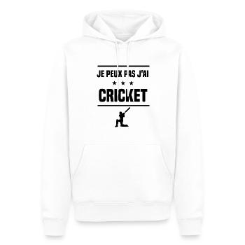 Je Peux Pas J'ai cricket joueur batteur humour - Sweat à capuche Premium bio Homme - blanc - Devant - Nico (187cm)
